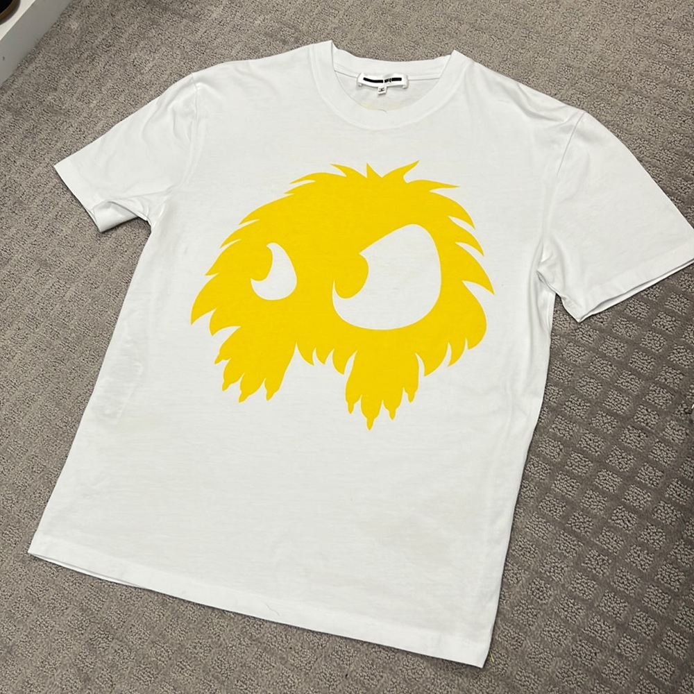 White and yellow Alexander McQueen t shirt. Size small.
